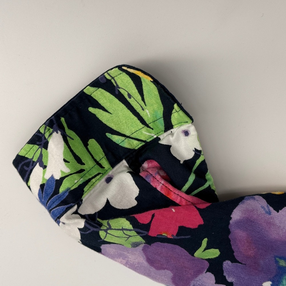 Lauren Ralph Lauren Button Down Blouse Shirt Womens S Navy Blue Colorful Floral - Picture 11 of 11